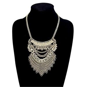 EXPRESS Silver & Crystal Multi-Chain Bib Statement Necklace | NWOT